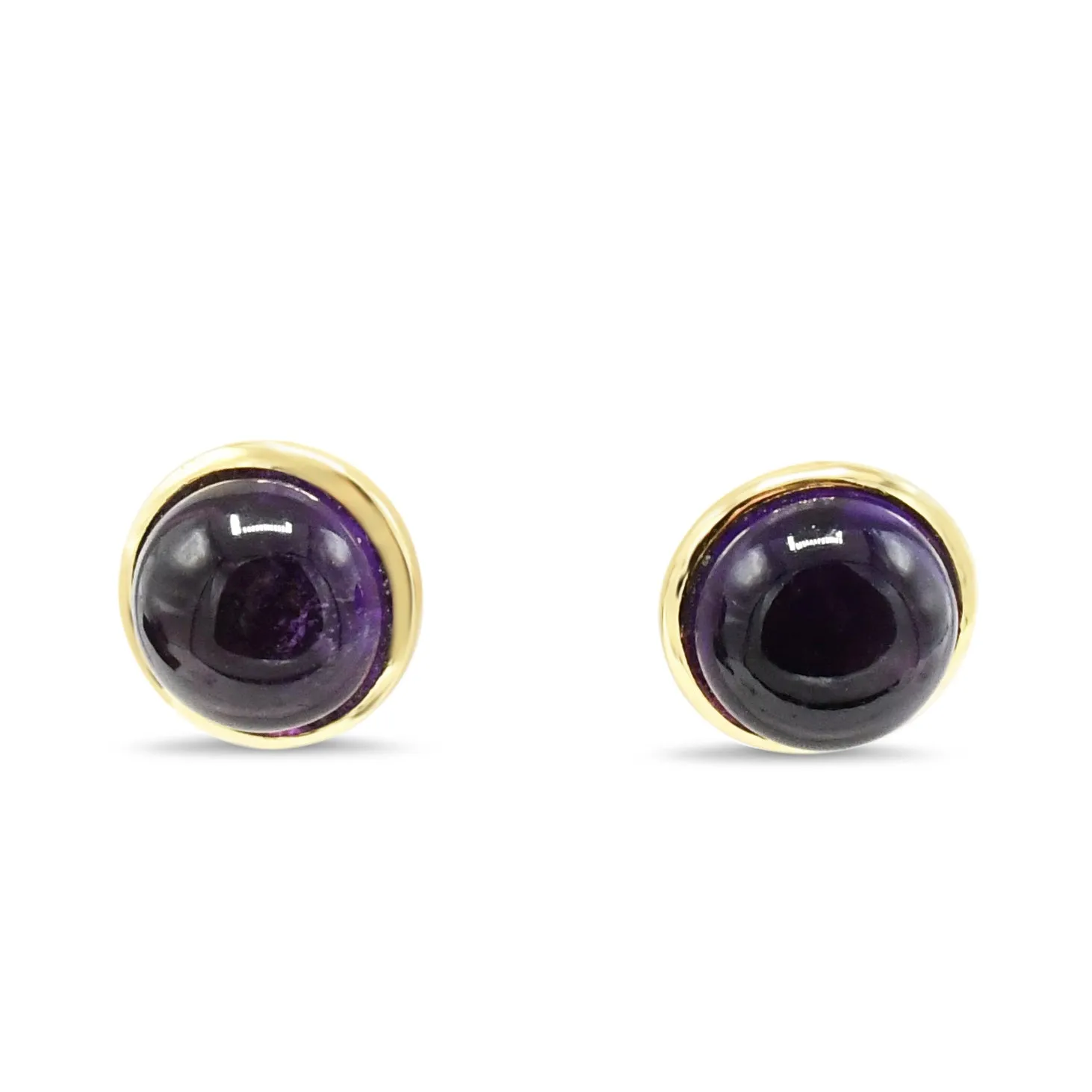 Cabachon Amethyst Halo Earrings - 18ct Yellow Gold