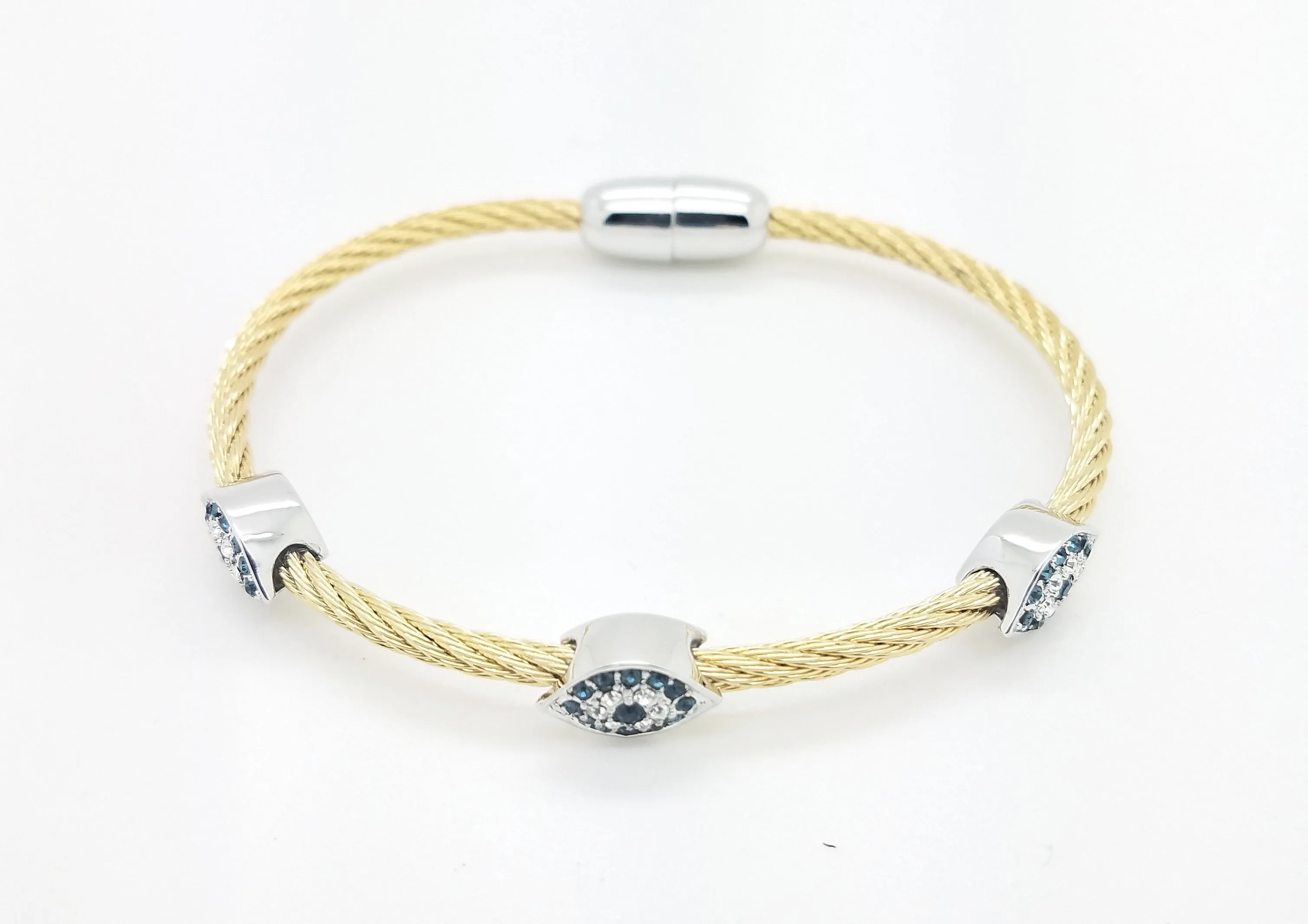 Cable Evil Eye Bracelet