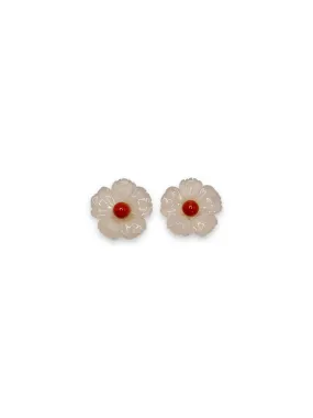 CARNELIAN FLOWER STUD EARRINGS