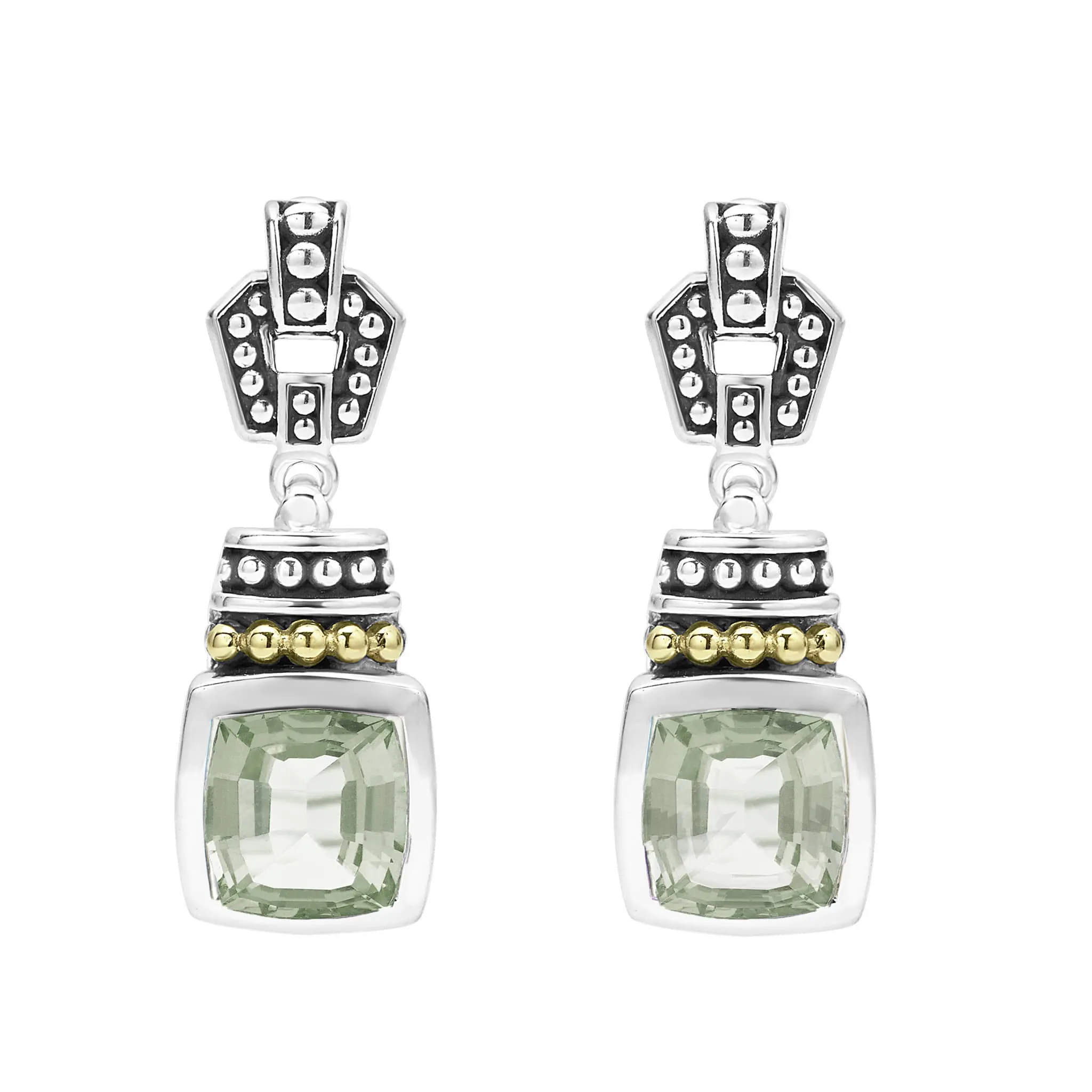 Caviar Color Prasiolite Drop Earrings