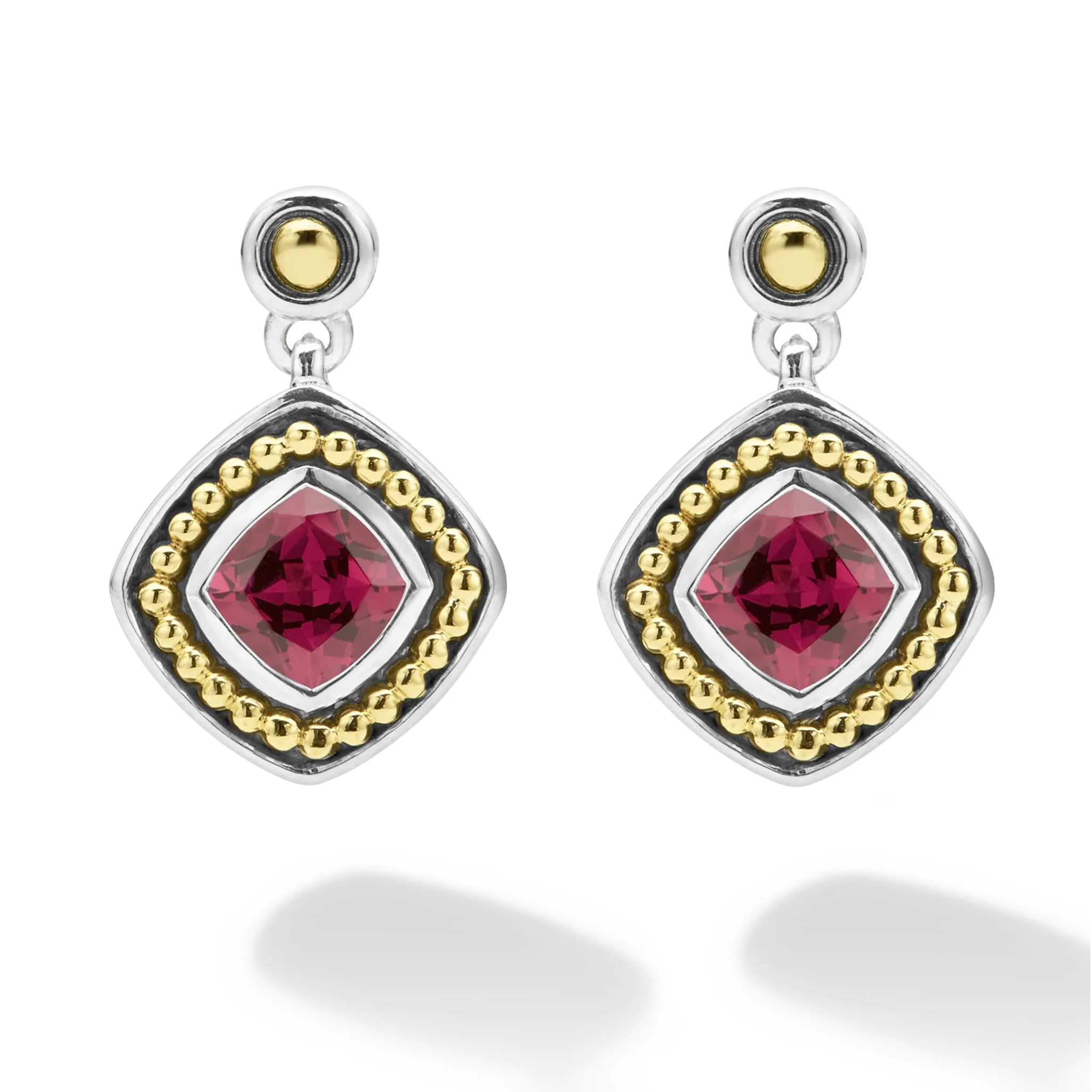 Caviar Color Rhodolite Garnet Drop Earrings