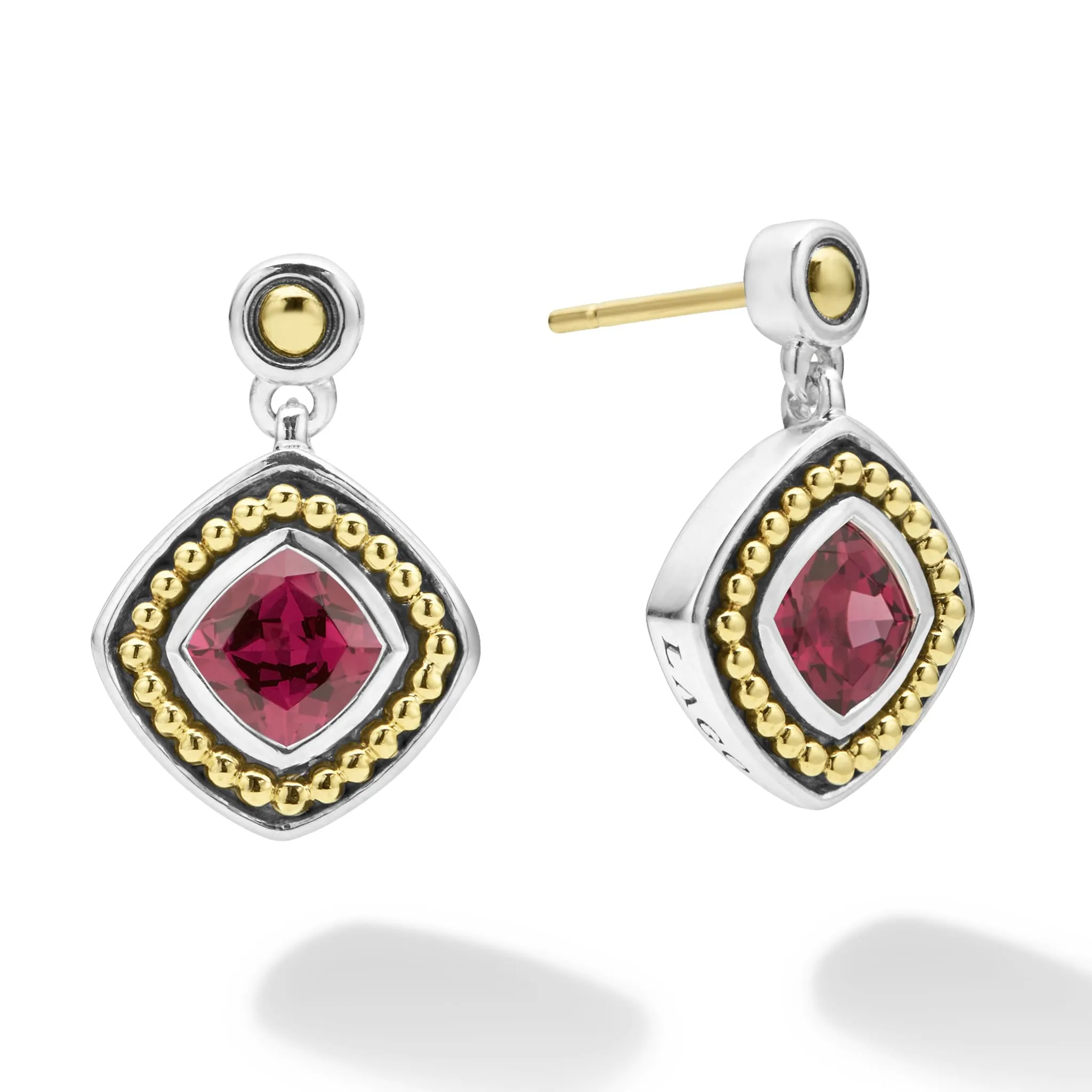 Caviar Color Rhodolite Garnet Drop Earrings