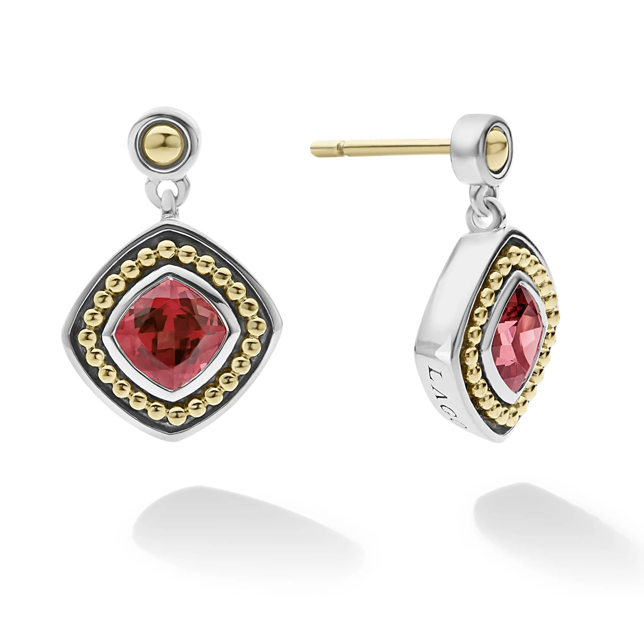 Caviar Color Rhodolite Garnet Drop Earrings