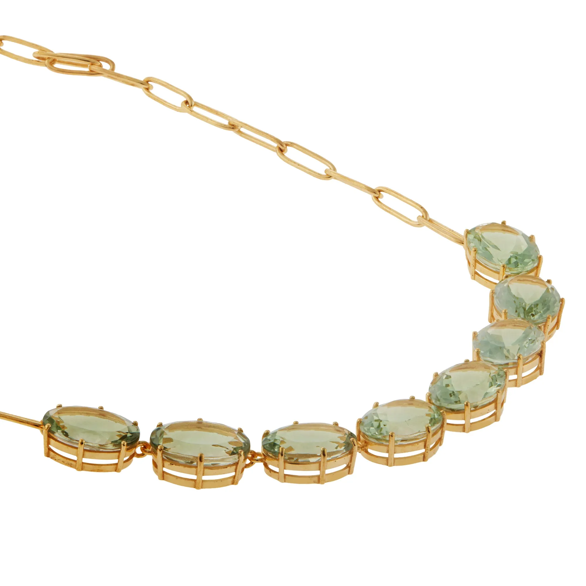 Chained Crown Necklace Green Amethyst