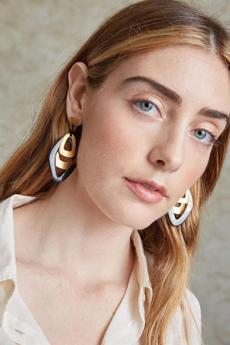 Chan Luu Black Horn Cut Out Earrings (Pre-Order)