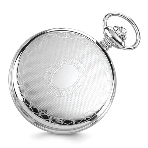 Charles Hubert Stainless Steel Oval Design Pocket Watch - Engravable