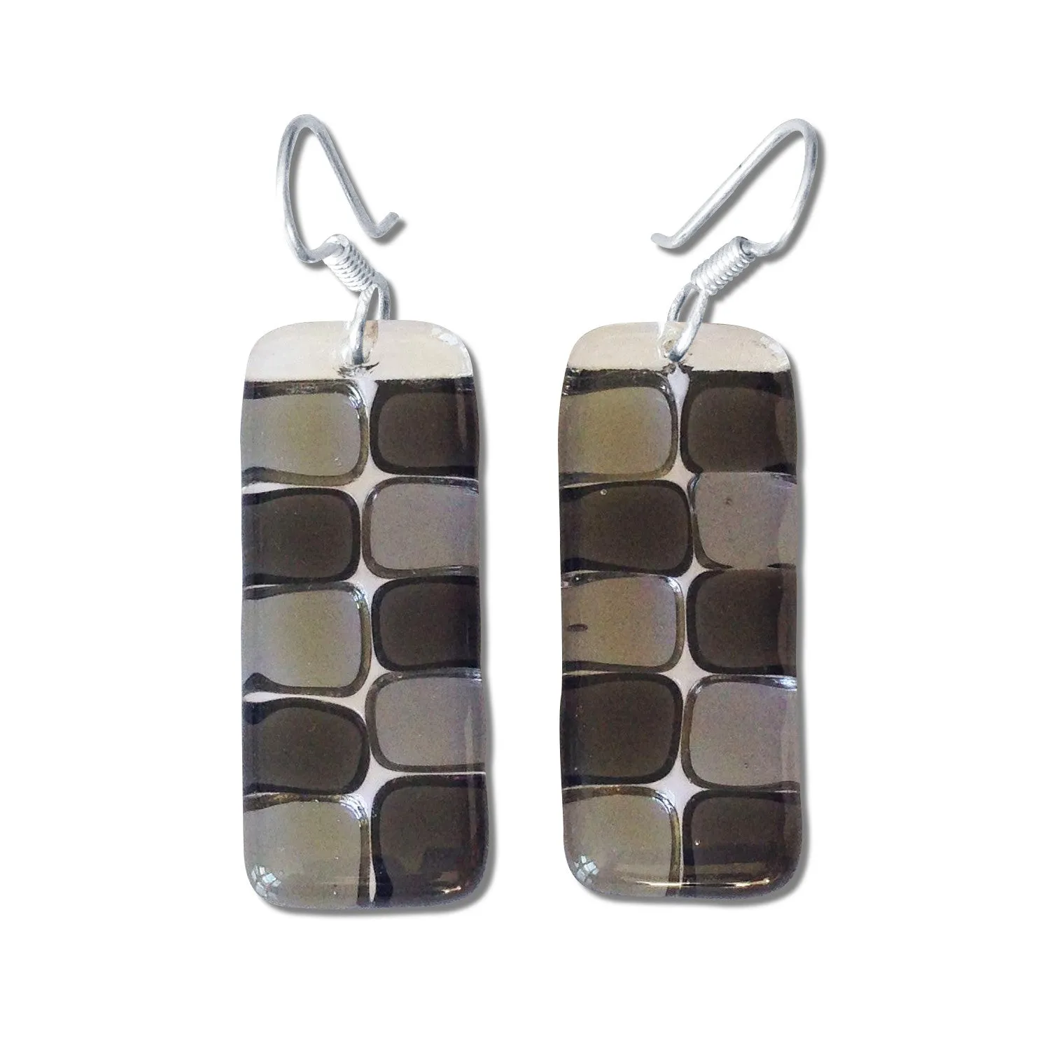 Checkerboard Glass Earrings - Aqua