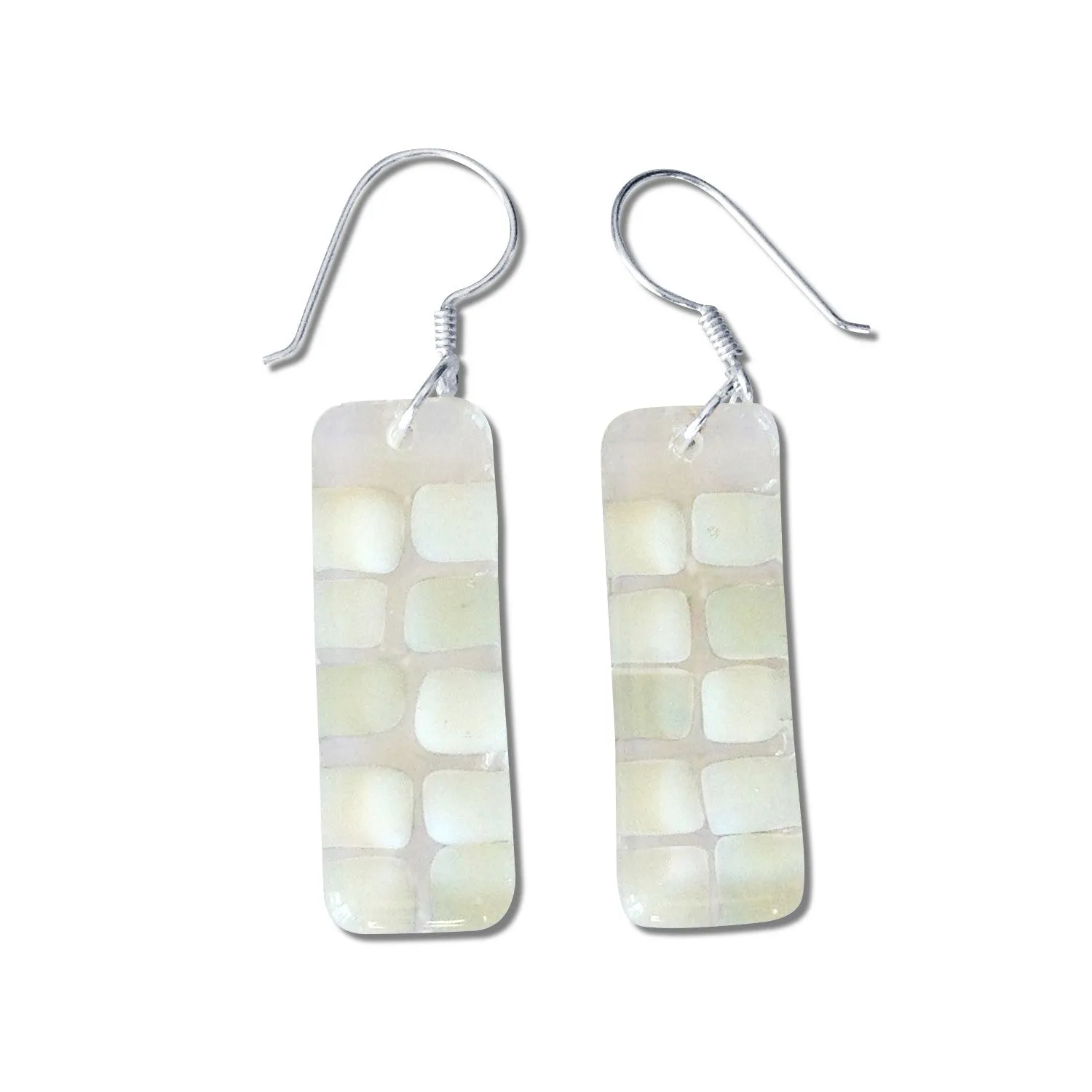 Checkerboard Glass Earrings - Aqua