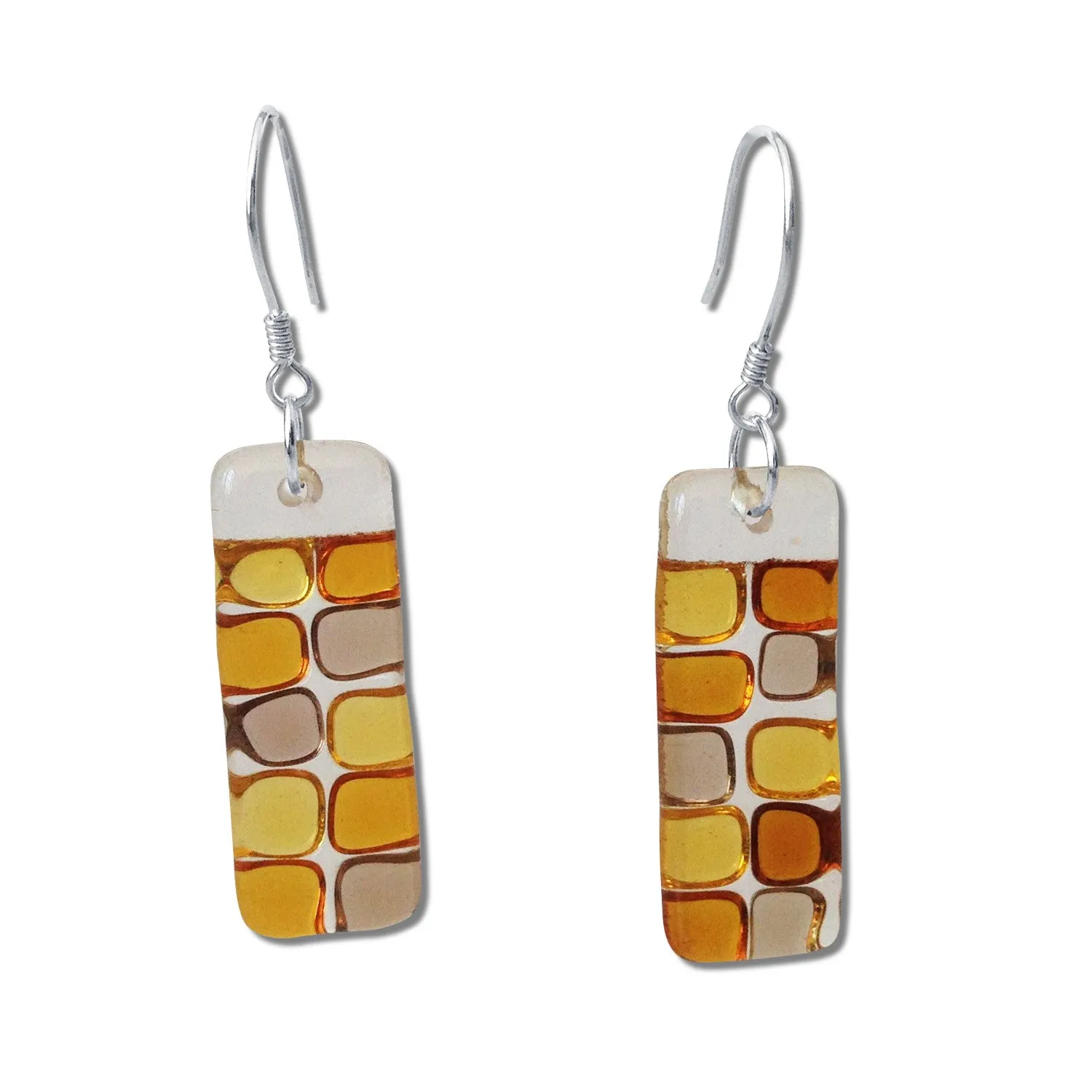 Checkerboard Glass Earrings - Aqua