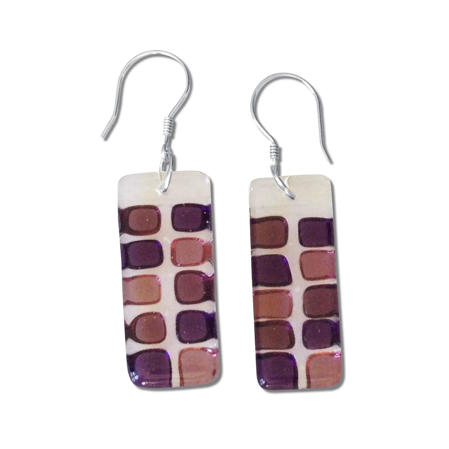 Checkerboard Glass Earrings - Black