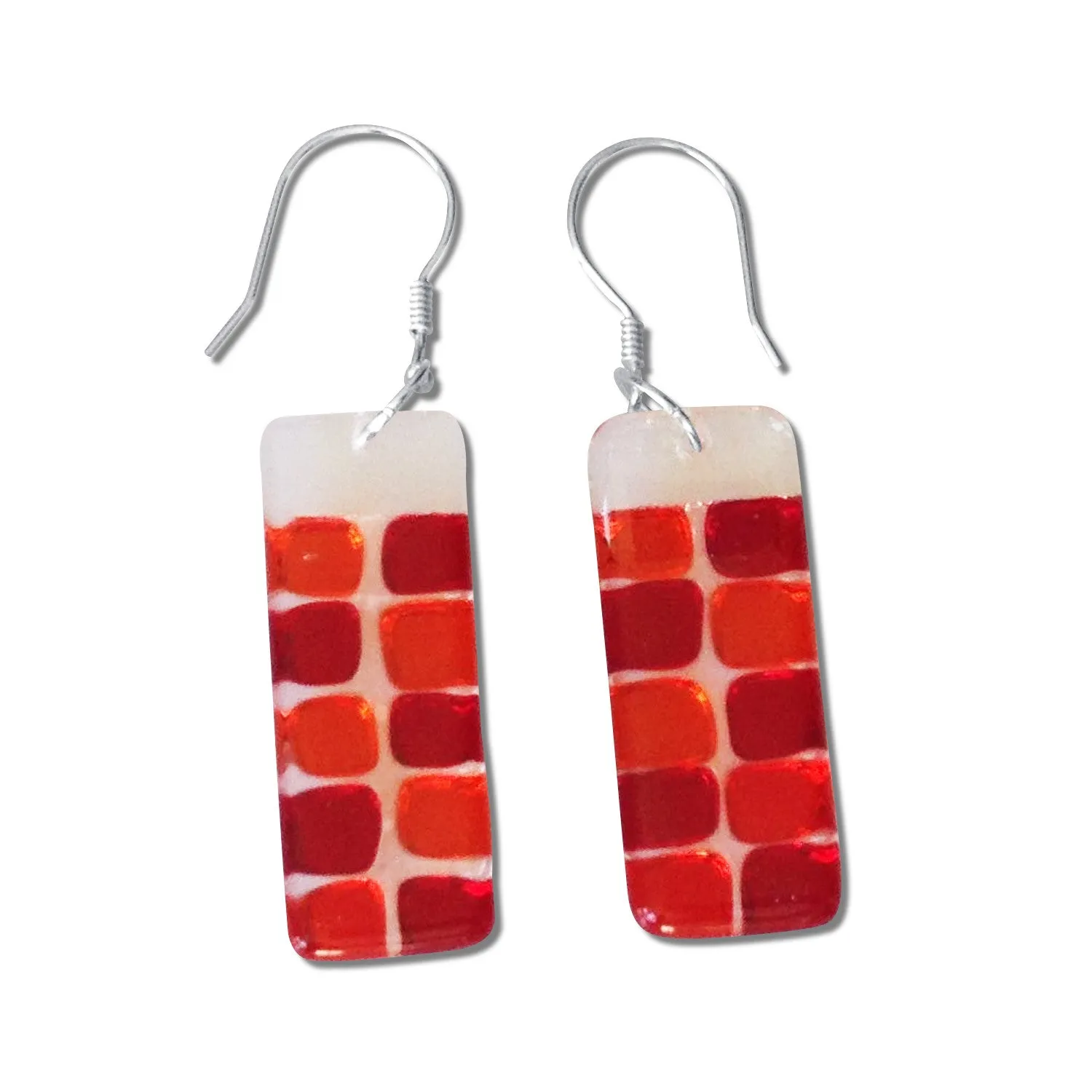 Checkerboard Glass Earrings - Black