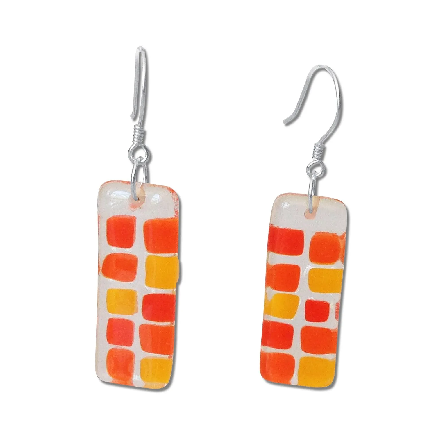 Checkerboard Glass Earrings - Black