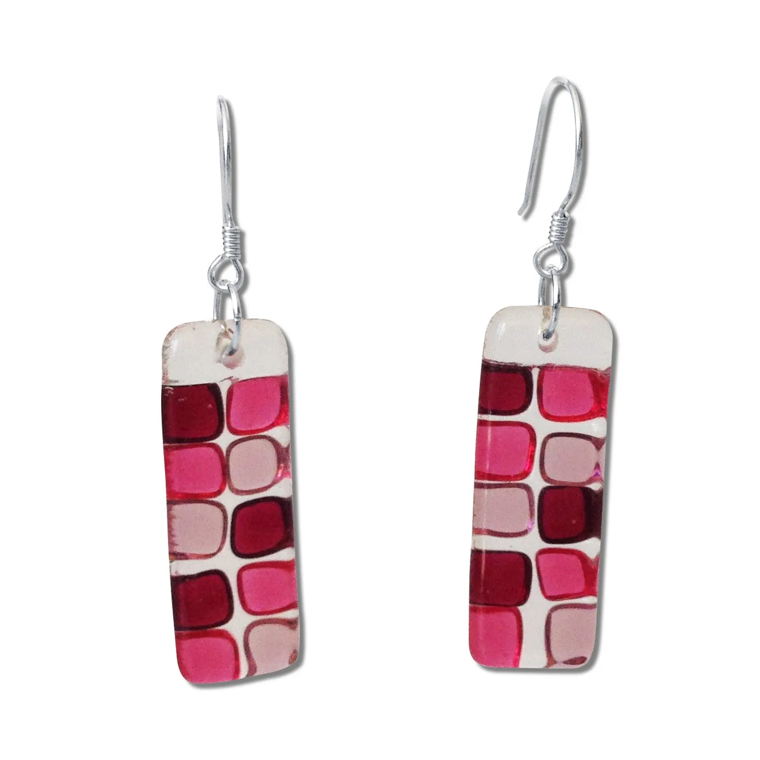 Checkerboard Glass Earrings - Black