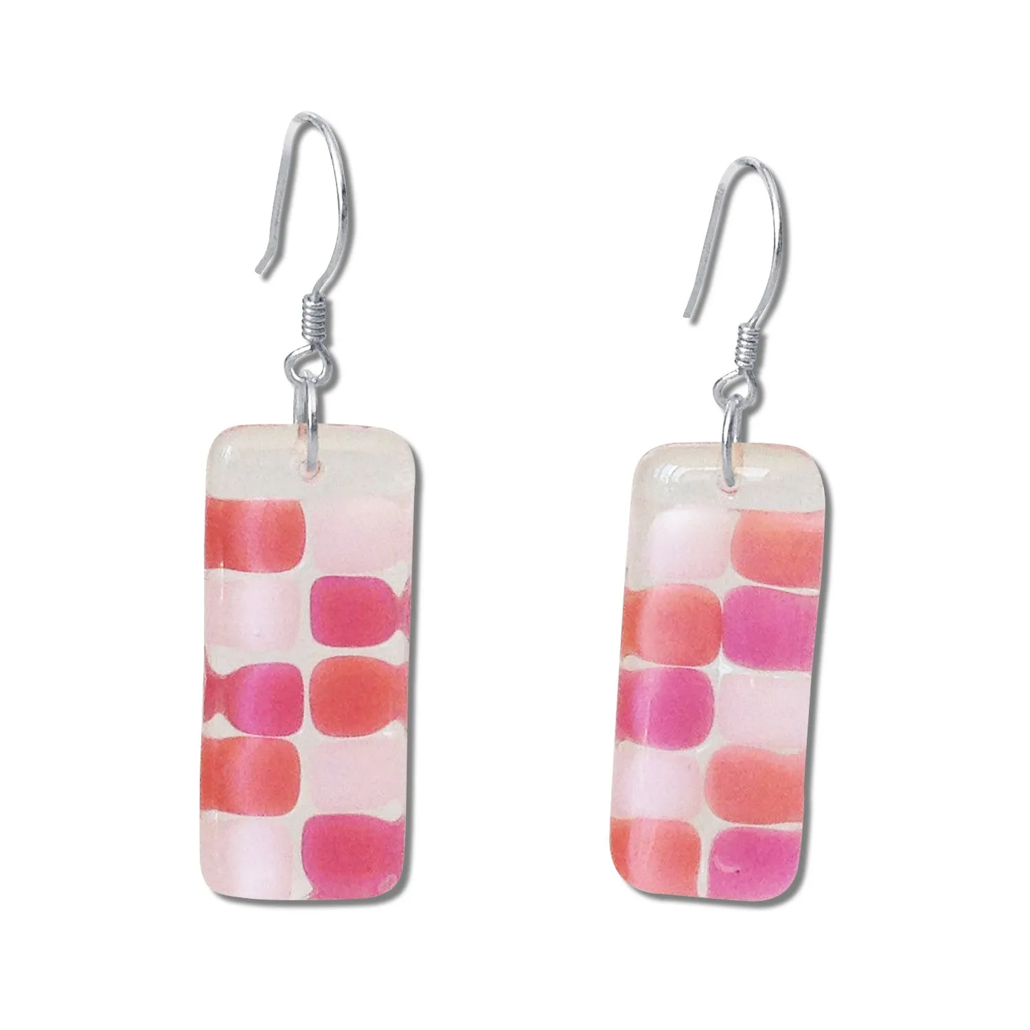 Checkerboard Glass Earrings - Navy