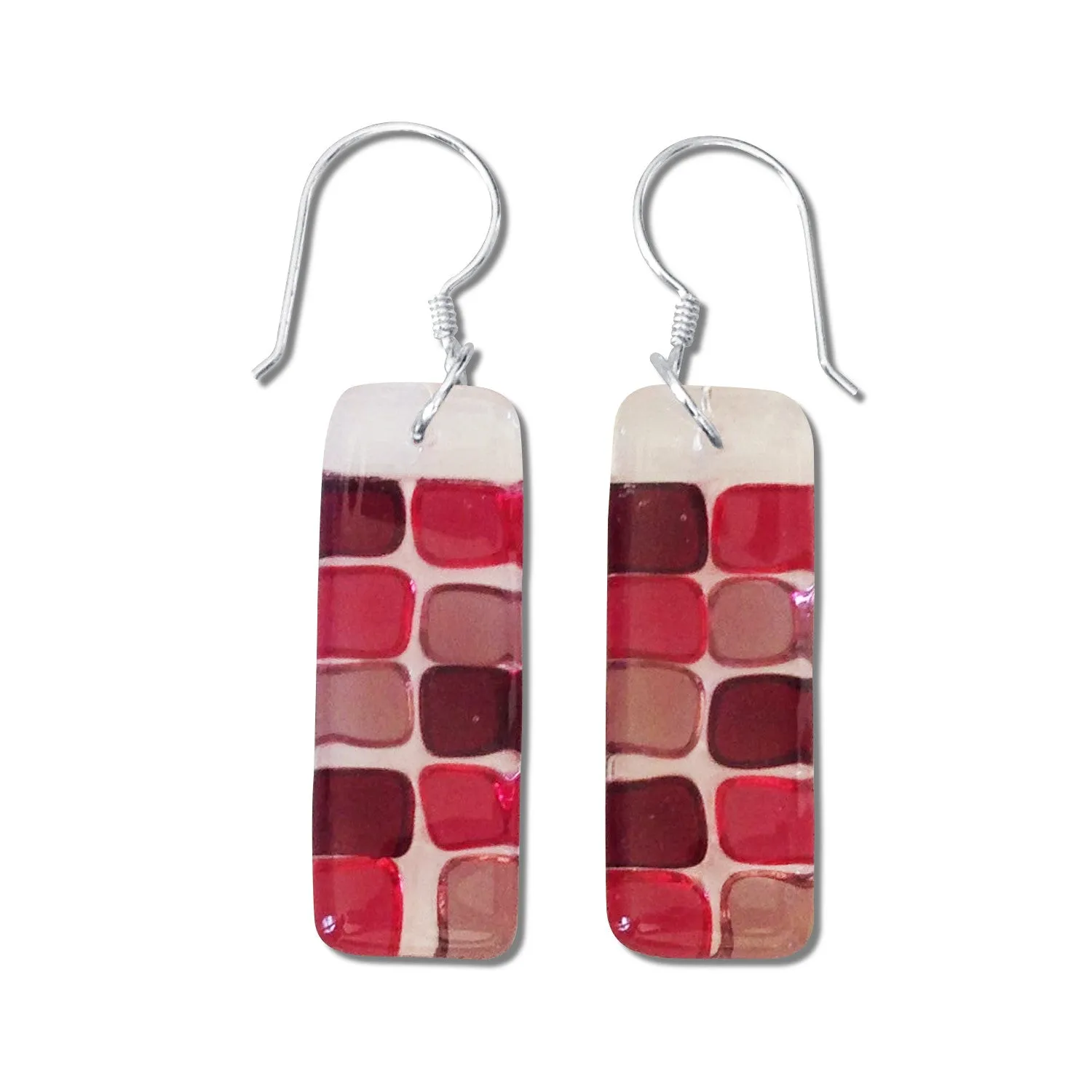 Checkerboard Glass Earrings - Navy