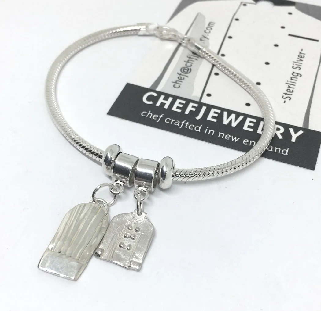 Chef Charm Bracelet with Chef Hat and Chef Coat