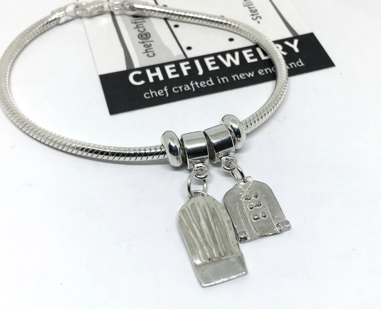 Chef Charm Bracelet with Chef Hat and Chef Coat