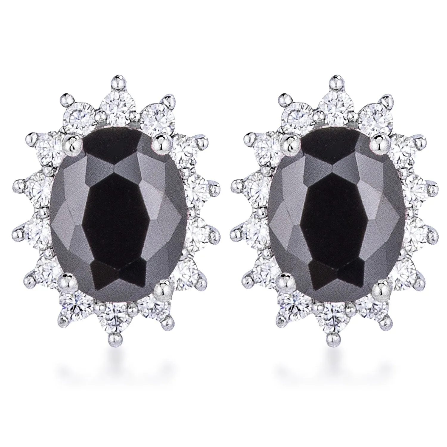 Chesna Oval Black Halo Earrings | 2ct