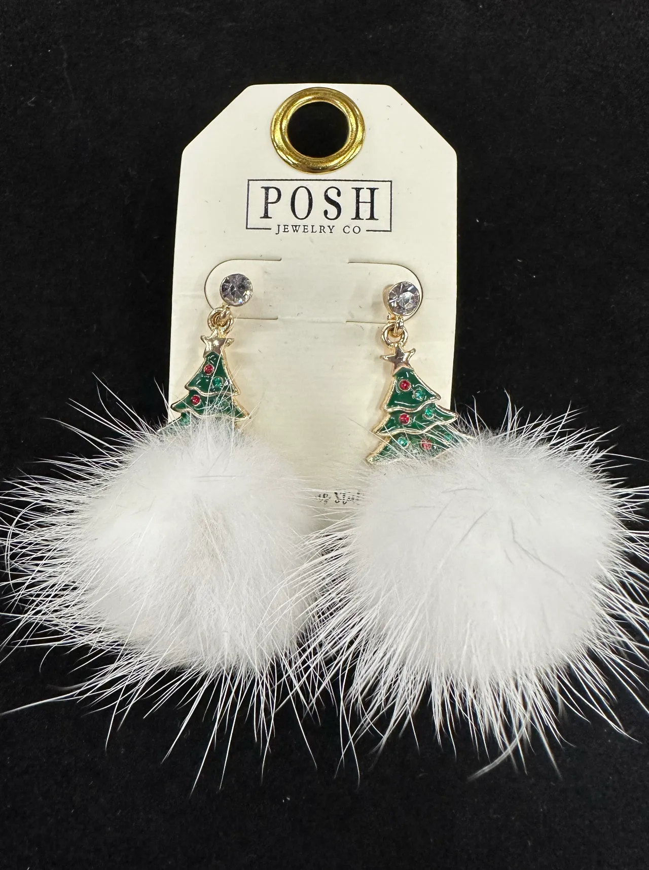 Christmas theme tree pom-pom earring