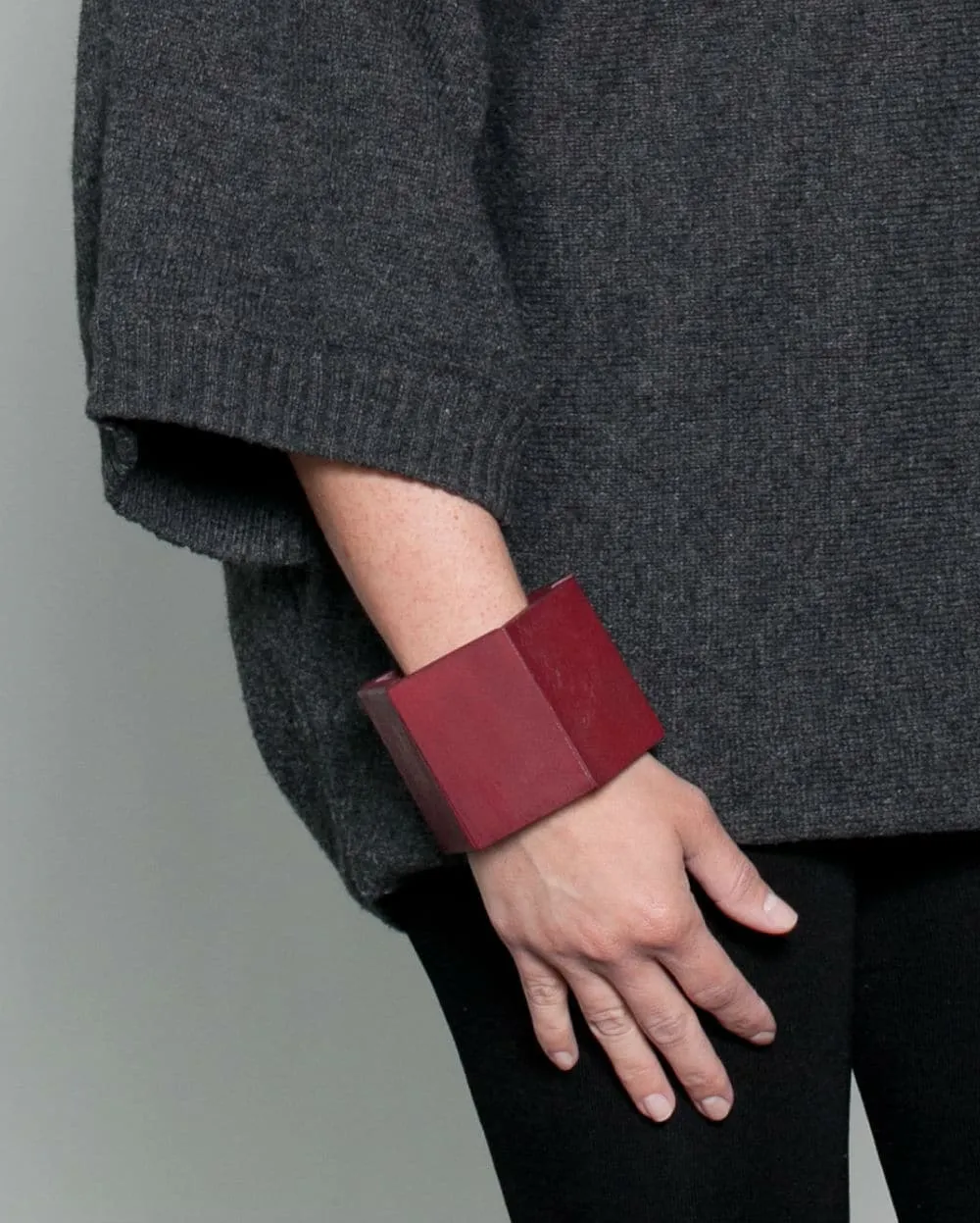 Chunky Wooden Geometric Bracelet Red