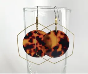 Circle Tortoise Shell Dangle Earrings