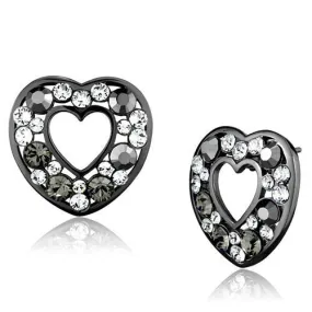 CJE2627 Wholesale Women's Stainless Steel IP Light Black Top Grade Crystal Multi Color Earrings