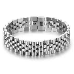 Classy Men Wide Silver Coated Bracelet