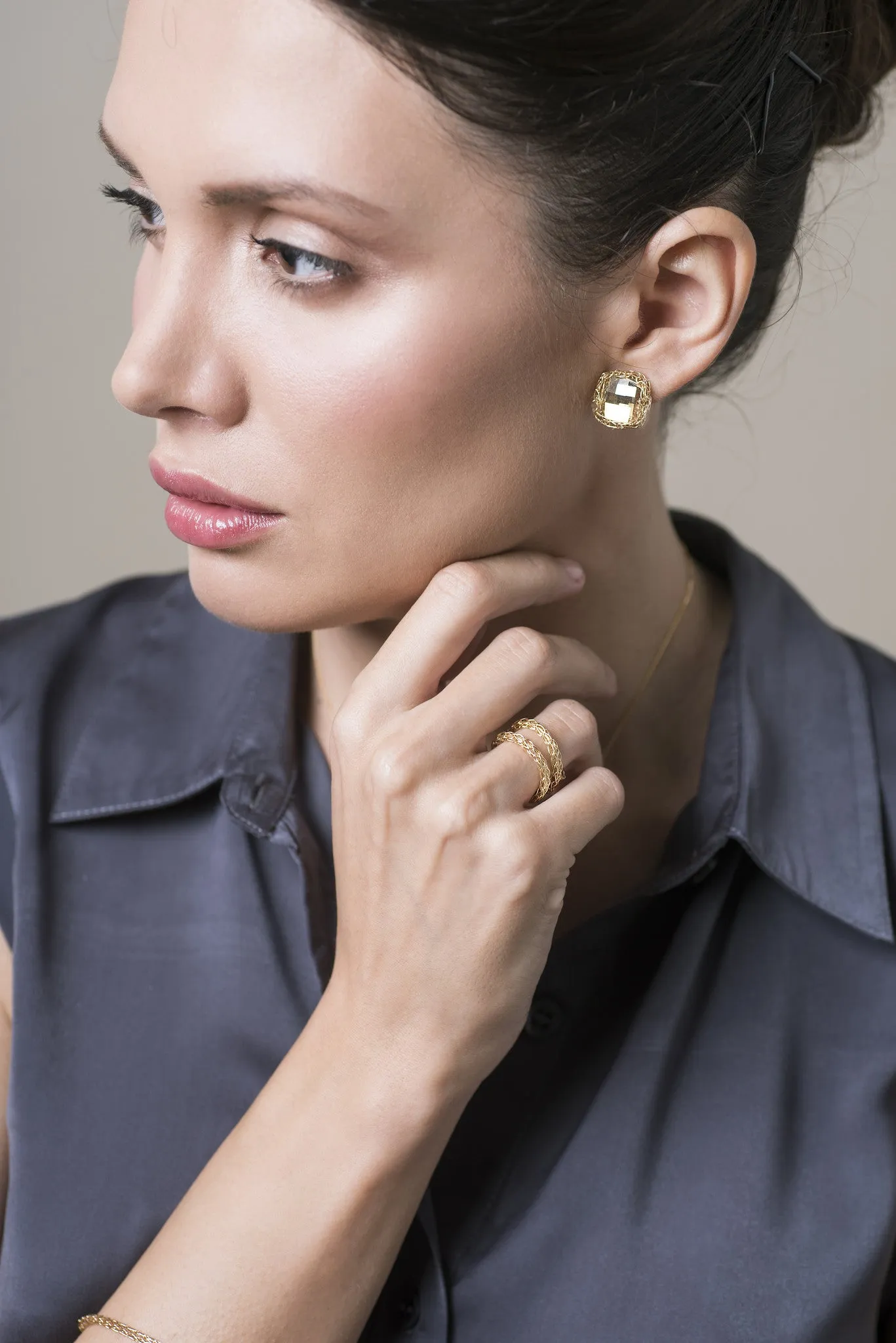 Clip on Earrings ,  Amber geometric earrings