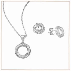 Contorted Twist Full Eternity Created Diamond Pendant & Earrings