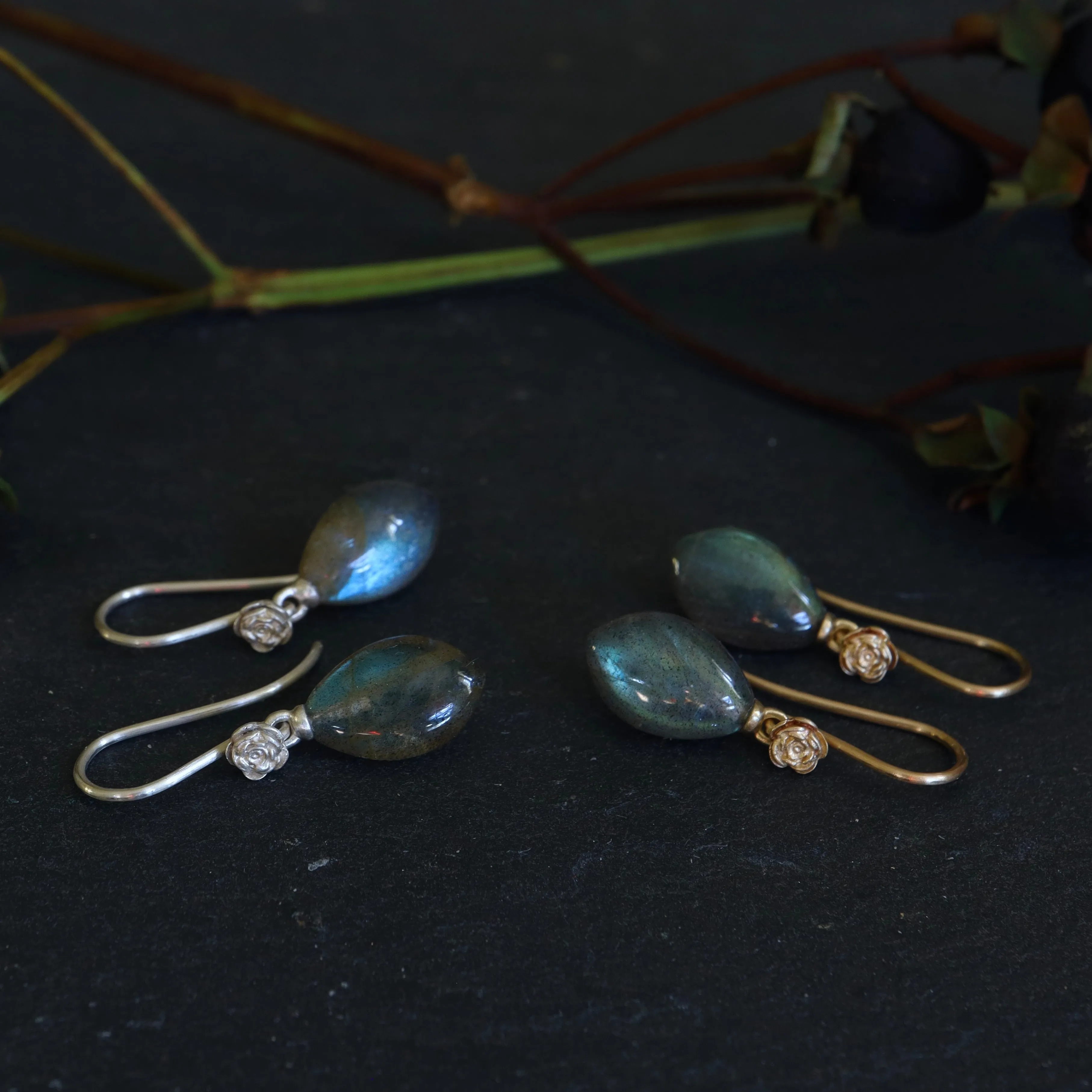 Cosmic Rose Labradorite Garden Earrings