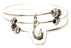 Cowboy Hat Triple Style Expandable Bangle Bracelet