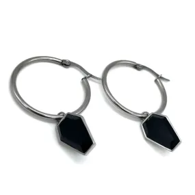 Crypt Black Coffin Hoop Earrings