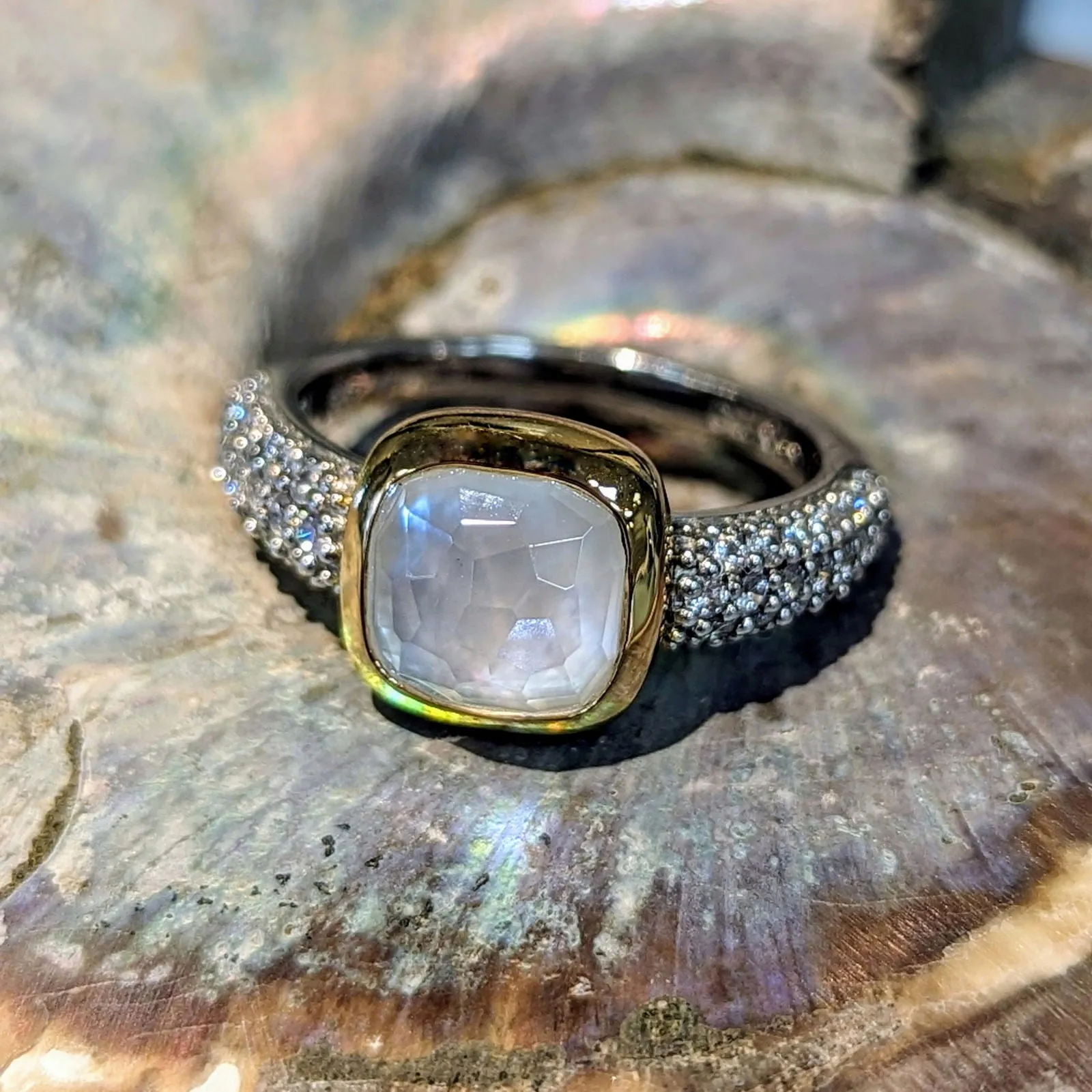 Cubic Zirconia Halo Bezel Ring