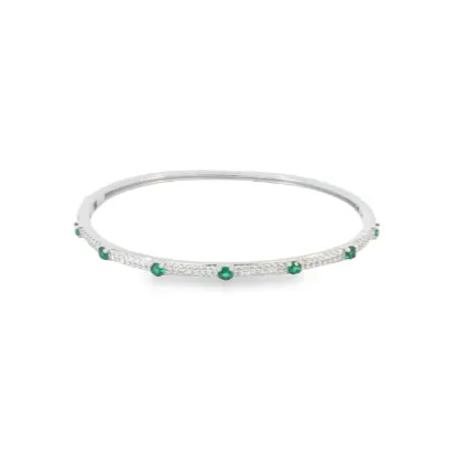 CZ Paved Colored Stone Bangle Bracelet (B111)