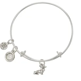 Dachshund Dog Bowl Charm Bangle Bracelet