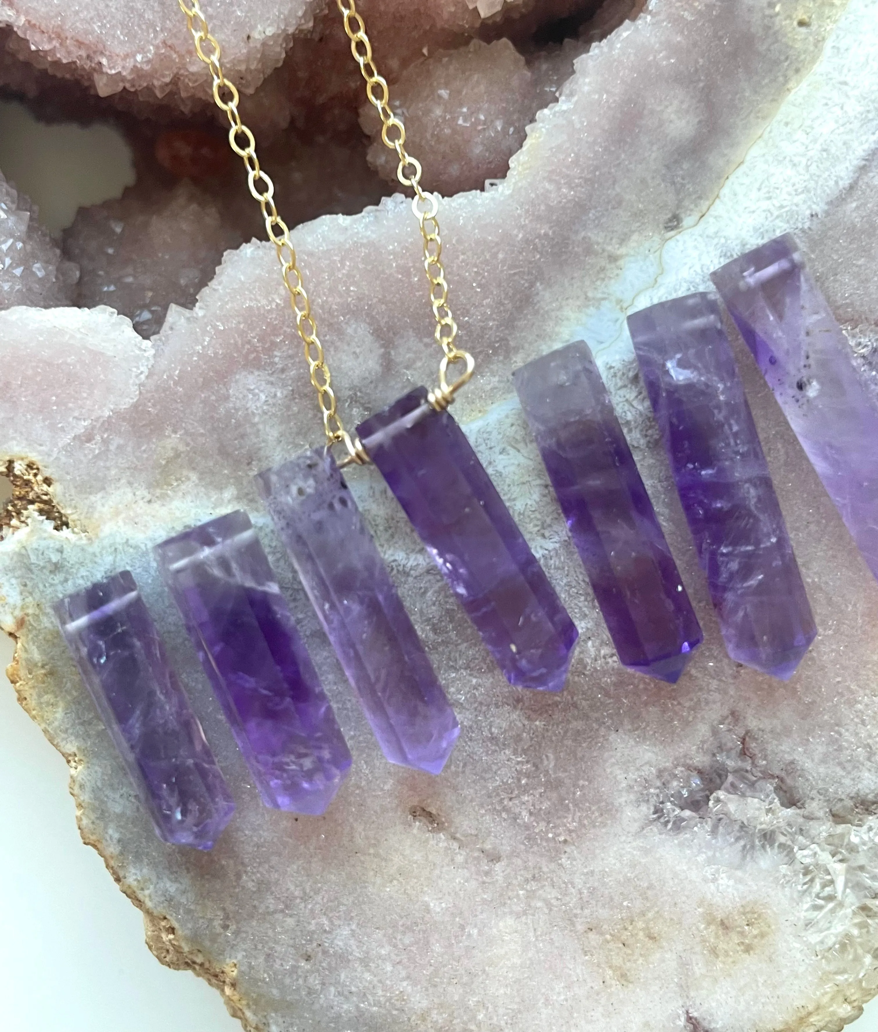 Dainty Amethyst Point Necklace February Birthstone Crystal