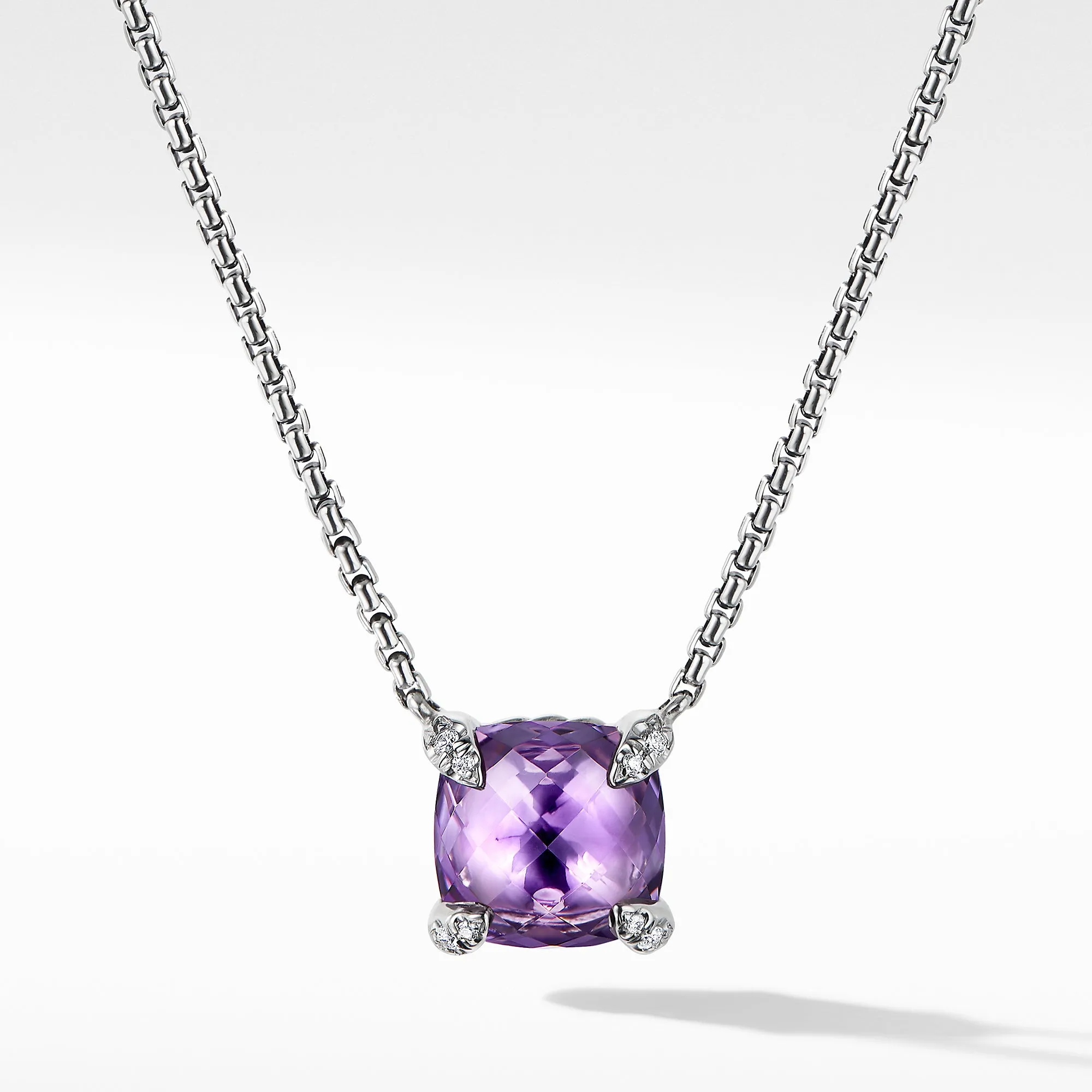 David Yurman Chatelaine Pendant Necklace with Amethyst and Diamonds 8mm