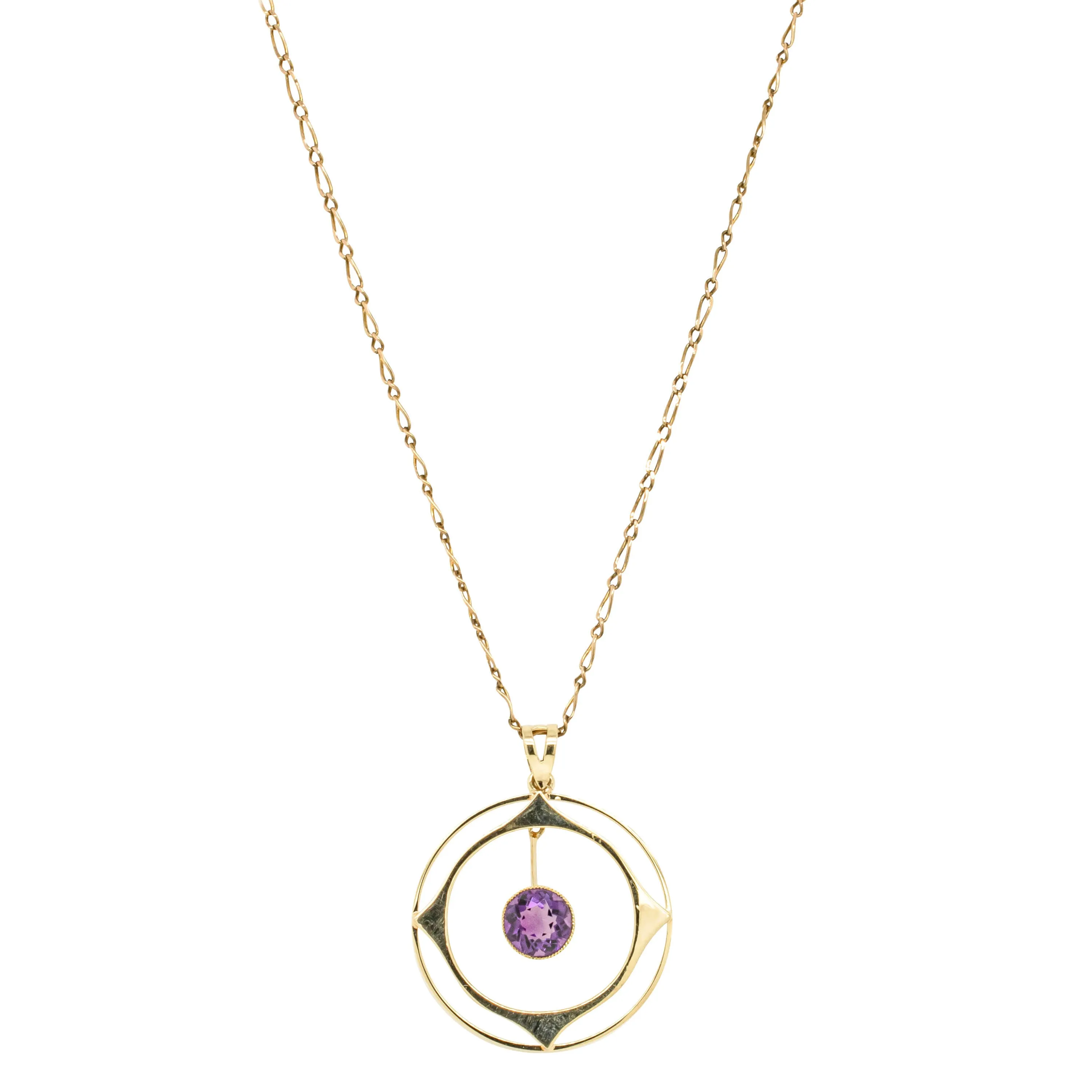 Deja Vu 15ct Yellow Gold Amethyst Pendant