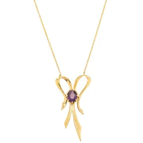 Deja Vu 9ct Yellow Gold Amethyst Bow Pendant