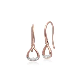 Diamant-Ohrringe, 9 Karat Rosegold Diamant Herzen Tropfen Ohrringe