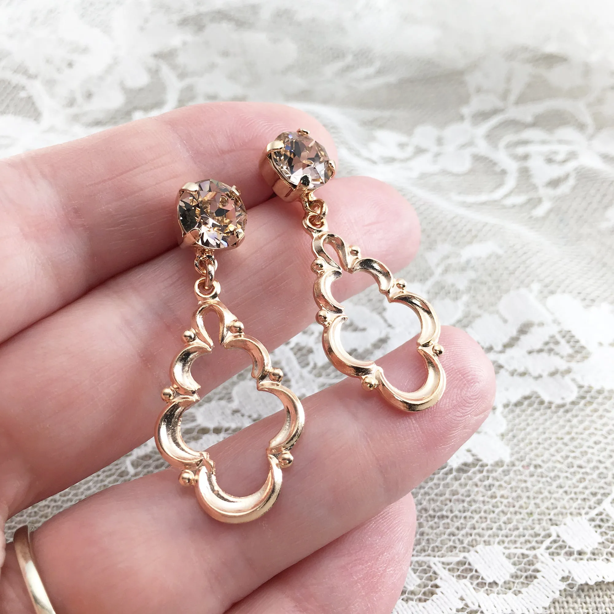 Diamante Foil Dangling Post Earrings