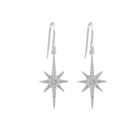 Diamond 10K White Gold Star Earrings