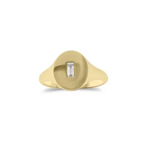 Diamond Baguette Signet Pinky Ring