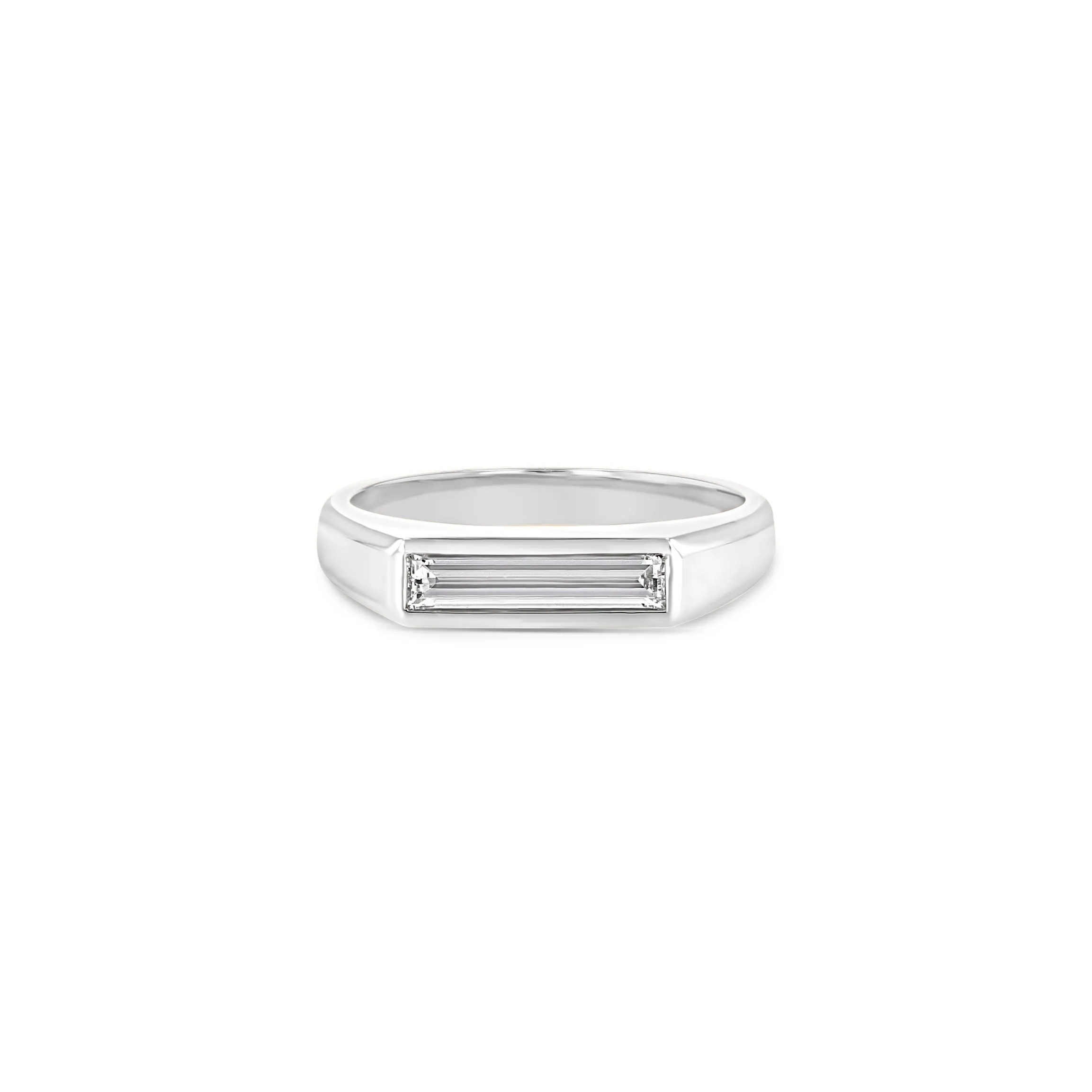 Diamond Baguette Signet Ring - Large