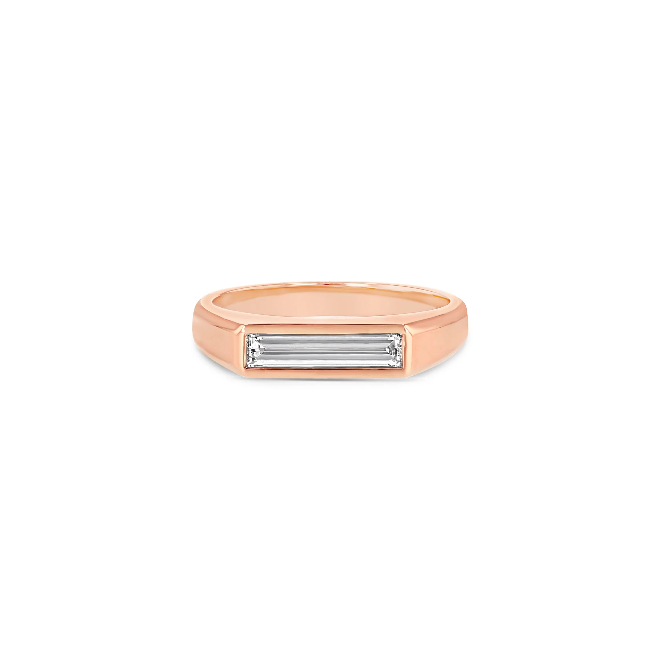 Diamond Baguette Signet Ring - Large