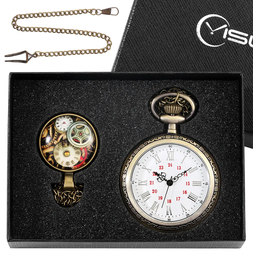 Digital Stainless Steel Pocket Watch Gift Set