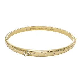 Disney Minnie Mouse Gold Plated Stainless Steel Glass Crystal Bow Bangle  100th Disney Anniversary