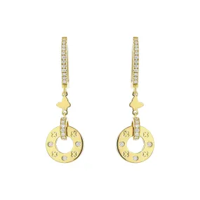 Drop Earrings in Yellow Gold with Diamonds