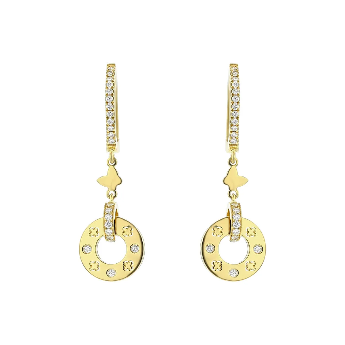 Drop Earrings in Yellow Gold with Diamonds