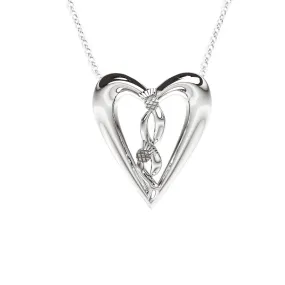 Edinburgh Celtic Thistle Heart Necklace in White Gold